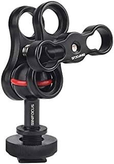 MINIFOCUS 1'' Ball Clamp Mount with Cold Shoe Ball Mount Head Base Adapter Connector for Diving Light Arm Underwater Camera Waterproof Housings Case Video/Flash/Strobe Hot Shoes