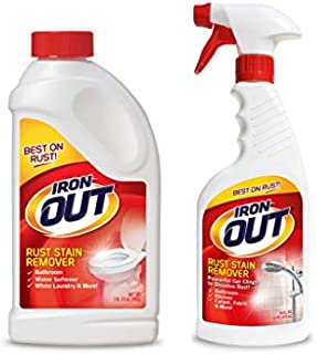 Iron OUT Rust Stain Remover Powder, 1 lb 12 oz, and Powerful Gel Spray, 16 fl oz