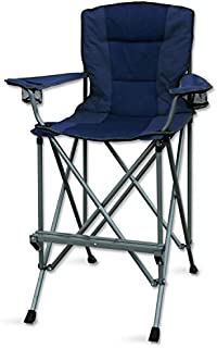 RMS Outdoors Extra Tall Folding Chair - Bar Height Director Chair for Camping, Home Patio and Sports - Portable and Collapsible with Footrest and Carrying Bag - Up to 300 lbs Weight Capacity (Blue)