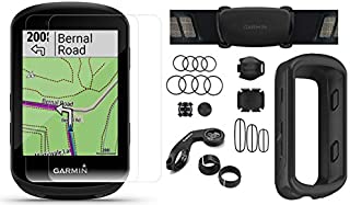 Garmin Edge 530 Sensor Bundle with Chest Strap HRM, Bluetooth Speed/Cadence Sensors, Silicone Case & Tempered Glass (x2) | Cycle GPS, Navigation, Mounts | Bike Computer (Black Case + Sensors)