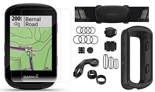 Garmin Edge 530 Sensor Bundle with Chest Strap HRM, Bluetooth Speed/Cadence Sensors, Silicone Case & Tempered Glass (x2) | Cycle GPS, Navigation, Mounts | Bike Computer (Black Case + Sensors)