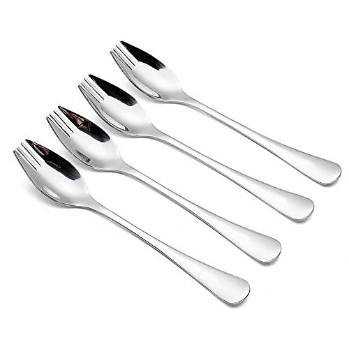 ICYANG 4 Pack 18/10 Stainless Steel Sporks, Spaghetti Salad Fruit Dessert Heavy Duty Flatware Spoon & Fork for Everyday Household Use, Camping Backpacking Utensils, 8.2