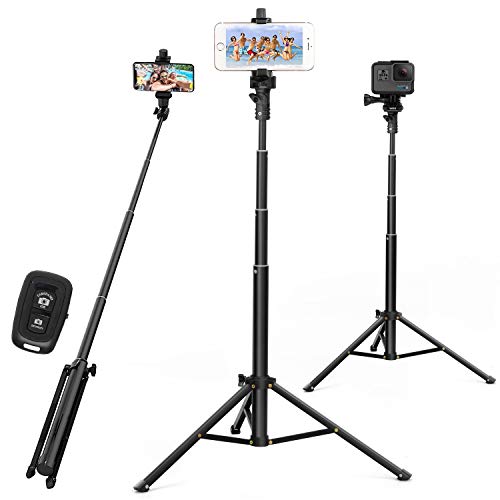 Selfie Stick Tripod 52 Inch Cell Phone Tripod Stand with Bluetooth Remote Smartphone for Iphone & Android Cellphone Gopro Camera Mount Portable Monopod Feet Travel Lightweight