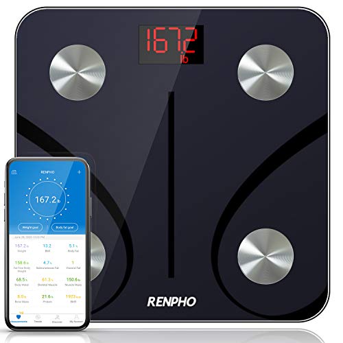 RENPHO Bluetooth Body Fat Scale, Digital Weight Scale Bathroom Smart Body Composition Analyzer Wireless BMI Scale Health Monitor with Smartphone APP, 396 lbs