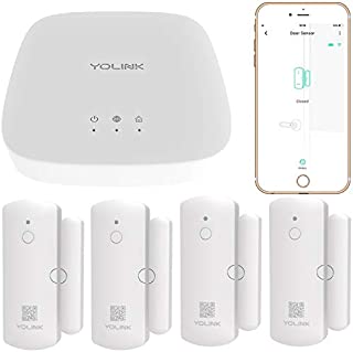 Smart Door Sensors, 1/4 Mile World's Longest Range Wireless Window Door Sensor Works with Alexa IFTTT, Smartphone Monitor App Alerts Open Reminder Smart Home Security Kit, 4 Packs, YoLink Hub Included