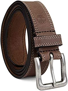 Timberland Men's Classic Leather Jean Belt 1.4 Inches Wide (Big & Tall Sizes Available), Dark Brown (Stitched), 34