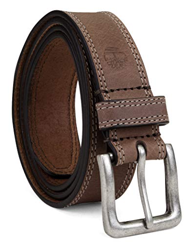 Timberland Men's Classic Leather Jean Belt 1.4 Inches Wide (Big & Tall Sizes Available), Dark Brown (Stitched), 34