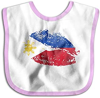 Philippines Flag Lips Toddler Newborn Baby Boys Girls Skin-Friendly Saliva Towel Waterproof Baby Bibs