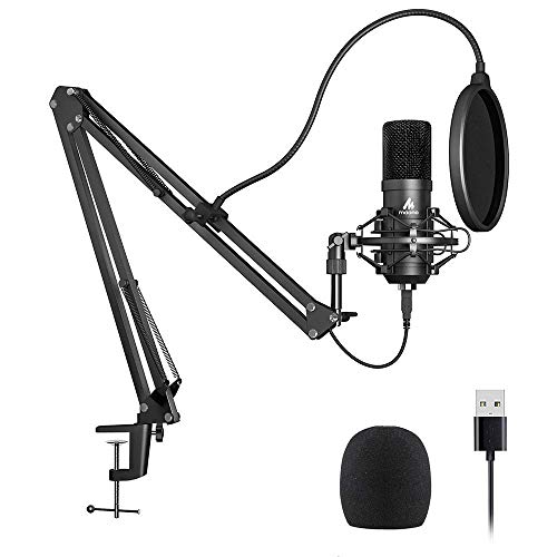 USB Microphone Kit 192KHZ/24BIT Plug & Play MAONO AU-A04 USB Computer Cardioid Mic Podcast Condenser Microphone with Professional Sound Chipset for PC Karaoke, YouTube, Gaming Recording