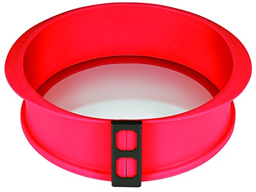 DoughEz 9-Inch Round Silicone Glass Bottom Non-Stick Springform Pan, Oven Safe Up to 450° F, Dishwasher Safe, BPA Free