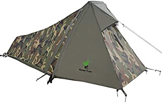 GEERTOP 1 Person Bivy Tent Ultralight Backpacking Tent for 1 Man Double Layer Waterproof Camouflage Camp Tent for Outdoor Camping Hiking Travel - Easy to Set Up