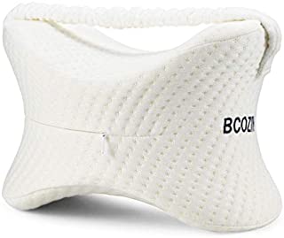 BCOZIN Knee Pillow for Side Sleepers, 100% Pure Memory Foam Knee Pillow Between Legs for Sleeping&Orthopedic Leg Pillow for Sciatica Pain Relief Hip, Back Pain and Pregnancy, 1 Pcs, White