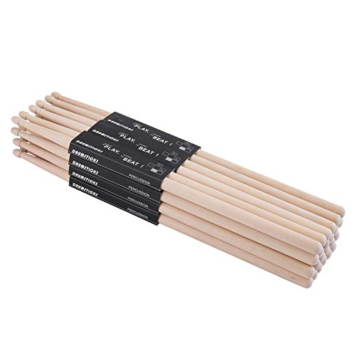 Suwimut 12 Pairs 5A Drumsticks, Classic Maple Wood Drum Sticks for Kids and Adults