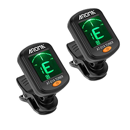 Meeland Guitar tuner 2 PACK, Clip On Tuner for Guitar/Bass/Violin/ukulele,Auto Power Off/One Button Operation/AT-01A/2 Set