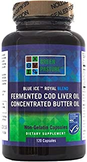 Green Pasture Blue Ice Royal Butter Oil / Fermented Cod Liver Oil Blend - 120 Capsules