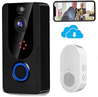 Wireless Doorbell Camera 1080P with Chime, Video Doorbell Camera with PIR Motion Detection, Wi-Fi Smart Door Bell with Lifetime Free Cloud Service, IP65 Waterproof, 2-Way Audio, Clear Night Vision