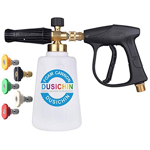 DUSICHIN DUS-118 Foam Cannon Lance Pressure Washer Nozzle Tip Snow Soap Spray Gun Jet Wash Larger Container 67Oz Higher Flow Rate