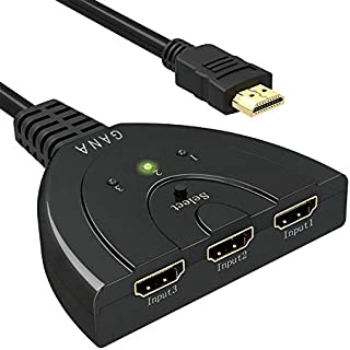 HDMI Switch,GANA Gold Plated 3-Port HDMI Switcher,Splitter, Supports Full HD1080p, 3D with High Speed Pigtail Cable