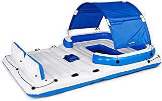 Bestway Hydro ForceTropical Breeze Floating Island Raft | Giant Inflatable Pool Float for Adults | Includes Canopy, Cupholders, & Cooler Bag | Lounge Fits Up to 6 People | Great for Pool, Lake, River