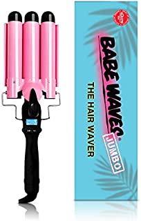 Babe Waves Jumbo Hair Curling Wand | Triple Barrel Waving Iron | Trademark Beauty Dual Voltage Hair Waver with 32mm Barrels