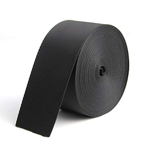 KINMINGZHU 2 Inch Wide 10 Yards Black Nylon Heavy Duty Webbing StrapPolypropylene Heavy Straps for Bags, Hammocks, Outdoor Climbing and DIY Making Luggage Strap, Pet Collar, Backpack Repairing