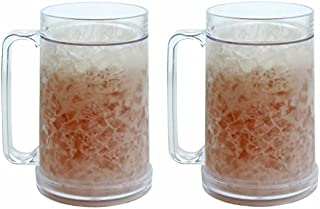 Double Wall Gel Frosty Freezer Mugs 16oz, Set of Two, Clear