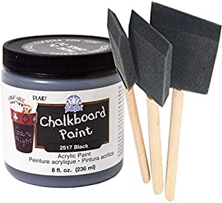 Chalkboard Paint Kit | Quality Black Chalkboard Paint with Three Foam Brushes | Wooden Handles in 3 Sizes | Create usable Chalkboard Surfaces on Furniture, Doors, Drawers