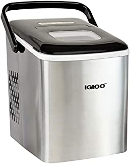 Igloo ICEB26HNSS Automatic Self-Cleaning Portable Electric Countertop Ice Maker Machine With Handle, 26 Pounds in 24 Hours, 9 Ice Cubes Ready in 7 minutes, With Ice Scoop and Basket, Stainless