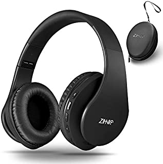 Wireless Bluetooth Headphones Over-Ear with Deep Bass, Foldable Wireless and Wired Stereo Headset Buit in Mic for Cell Phone, PC,TV, PC,Light Weight for Prolonged Wearing (Black)