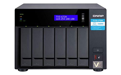 QNAP TVS-672N-i3-4G-US 6 Bay NAS with 5GbE, Intel Core i3, Dual PCIe and Dual M.2 Slots, 4GB DDR4 memory, USB Type-C Ports, Supports SSD Cache