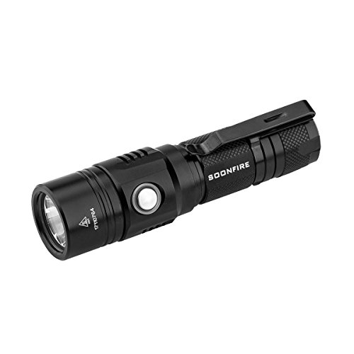 Cree XP-L LED Rechargeable Flashlight,Soonfire E07 USB Waterproof 1000 Lumen Compact EDC Flashlight with type 18650 3400mAh rechargeable Li-ion battery