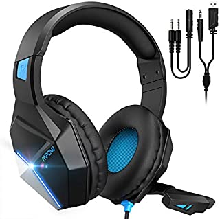 Mpow EG10 PC Gaming Headset for PS4,PS5,PC,Xbox One,Switch -7.1 Surround Sound Headset with Microphone,Noise Cancelling,LED Light,Soft Earmuffs,Gaming Headphone with Microphone for PC Headset