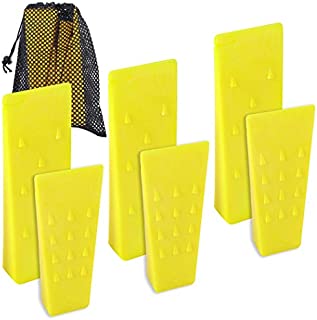 6 Pack Tree Felling Wedges with Spikes for Safe Tree Cutting  3 Each of 8 and 5.5 Wedges with Storage Bag; 6 Felling Dogs to Guide Trees Stabilize and Safely to Ground for Loggers and Fallers