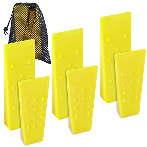 6 Pack Tree Felling Wedges with Spikes for Safe Tree Cutting  3 Each of 8 and 5.5 Wedges with Storage Bag; 6 Felling Dogs to Guide Trees Stabilize and Safely to Ground for Loggers and Fallers