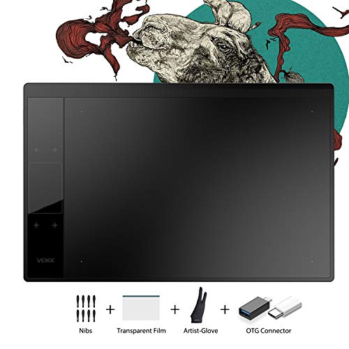 VEIKK A30 V2 10x6 inch Graphics Drawing Tablet Digital Pen Tablet with 8192 Levels Battery-Free Pen, 4 Touch Keys and a Touch Pad ,Compatible with Windows & Mac & Android OS