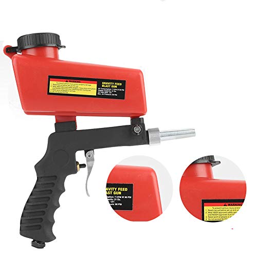 Portable Sandblasting Gun, Gravity Feed Sandblast Gun with Pneumatic Connector and 1/4