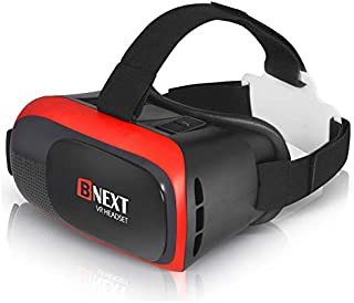 VR Headset Compatible with iPhone & Android - Universal Virtual Reality Goggles for Kids & Adults - Your Best Mobile Games 360 Movies w/Soft & Comfortable New 3D VR Glasses (Red)