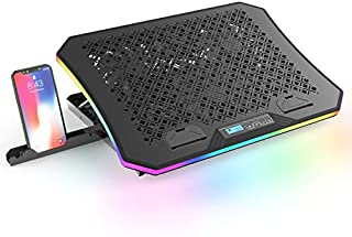 Vencci 2021 Upgrade Laptop Cooler Pad with 6 Cooling Fans for 15.6-17.3 Inch Laptops, Full RGB Lights 10 Modes, 7 Height Stands, 2 USB Ports in Right Side, Desk or Lap Use