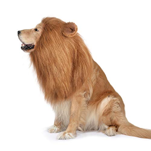 Dog Lion Mane,Funny Dog Costume,Adjustable Lion Mane for Dog Complementary Halloween Lion Costumes with Ears Dog Wig for Medium or Large Sized Dogs