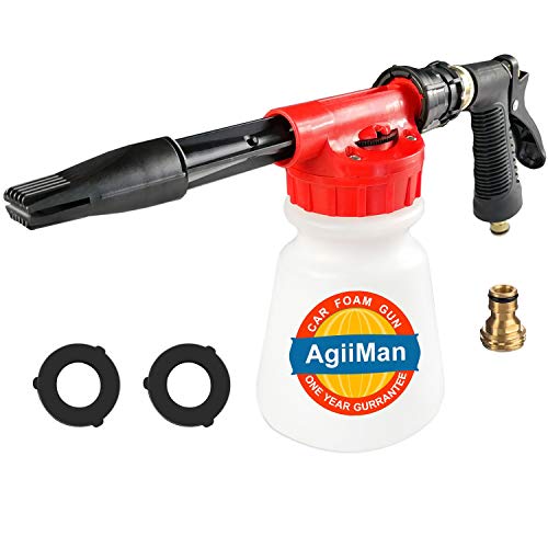 AgiiMan Car Wash Foam Gun - Foam Cannon, Garden Hose Sprayer with Adjustment Ratio Dial Blaster, Auto Detailing Cleaning Soap Cleaner, No Pressure Washer Required