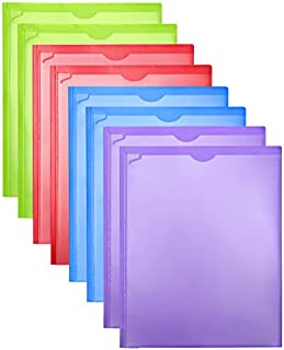 Folders Heavy Duty Folders with Clear Front Pockets 8 Pack, Plastic Folders with 3 Pocekts and 3 Prongs for Letter Size Paper, with Card Slot Assorted Colors School Work Home Use