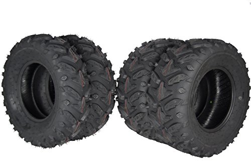 MASSFX Grinder Series ATV Dual Compound Tread Mud Sand Snow and Rock Tires (Four Pack Two Front 25x8-12 Two Rear 25x10-12)