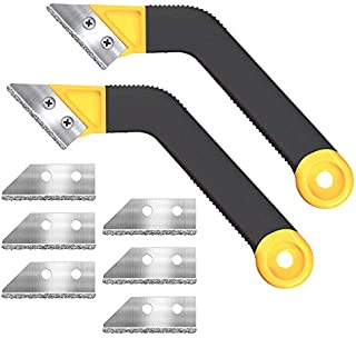 Muf 2 Pack Tile Grout Saw Grout Removal Tool, Angled-Design Grout Hand Saw with 8 Diamond Surface Blades (Include 6 PCS Extra Blades) for Tile Cleaning, Removing Paint and More