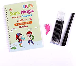 Sank Magic Practice Copybook for Kids - The Print Handwiriting Workbook-Reusable Writing Practice Book (Number Book with Pen) 