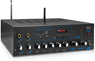 Pyle Professional Powered Amplifier & Bluetooth Receiver Stereo Audio System, FM Radio, (2) 1/4'' Microphone Input Jacks, MP3/USB/SD/AUX Playback, LCD Display ID3 Tag Readout 600 Watt (PT506BT)