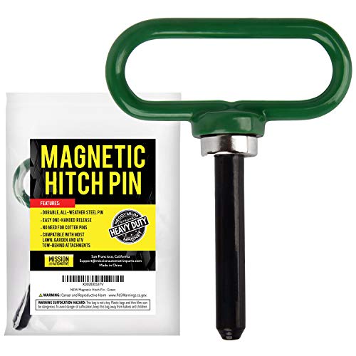 Magnetic Hitch Pin - Lawn Mower Trailer Hitch Pins - Ultra Strong Neodymium Magnet Trailer Gate Pin for Simple One Handed Hook On & Off - Securely Hitch Lawn & Tow Behind Attachments