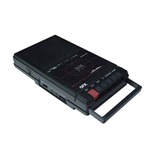 QFX RETRO-39 Shoebox Tape Recorder with USB Player, Black