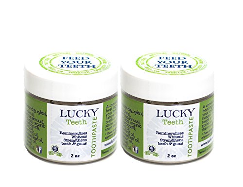 Lucky Teeth Organic Toothpaste-All Natural, Remineralizes and Fortifies Teeth and Gums. (2 oz 2 Pack)