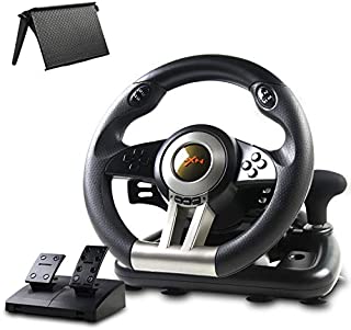 Game Racing Wheel, PXN-V3II 180° Competition Racing Steering Wheel with Universal USB Port and with Pedal, Suitable for PC, PS3, PS4, Xbox One, Xbox Series S&X, Nintendo Switch - Black