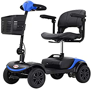 Metro Mobility Lite Compact Travel Electric Power Mobility Scooter for Adults - 265 lbs Max Weight, 4 Wheel, 18 in Width Leather Seats, Large Capacity Lead-Acid Battery, Matte Blue